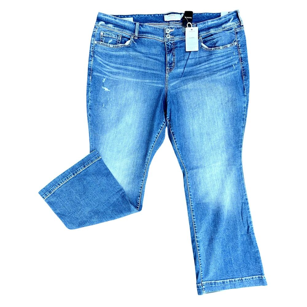 NWT Torrid high rise distressed flare jeans plus size 26x32